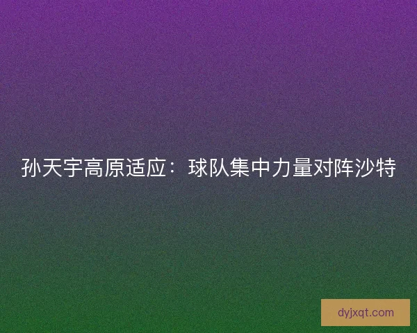 孙天宇高原适应：球队集中力量对阵沙特