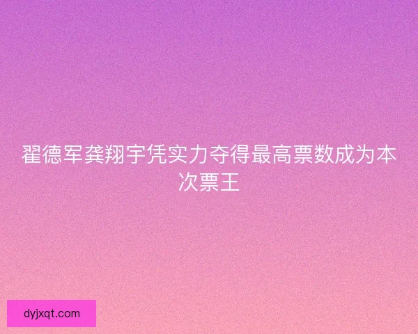 翟德军龚翔宇凭实力夺得最高票数成为本次票王